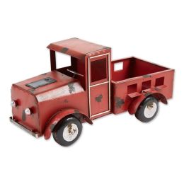 Accent Plus Metal Red Truck Planter with Solar-Powered Headlights