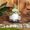 Accent Plus Meditating Leaf-Hat Gnome Solar Garden Light