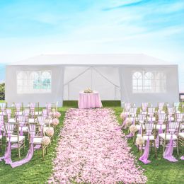 10'x30' Outdoor Party Tent with 8 Removable Sidewalls; Waterproof Canopy Patio Wedding Gazebo; White