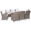 vidaXL 9 Piece Patio Dining Set Poly Rattan Brown