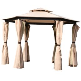 11.8 Ft. W x 11.8 Ft. D Patio Outdoor Gazebo; Double Roof Soft Canopy Garden Backyard Gazebo with Mosquito Netting Suitable for Lawn; Garden; Backyard