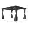 vidaXL Gazebo with Curtain Anthracite Aluminum 157.5" x 118.1"