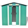 vidaXL Garden Storage Shed Green Metal 80.3"x52"x73.2"