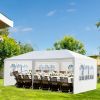 10'X20' Outdoor Party Tent with 4 Removable Sidewalls; Waterproof Canopy Patio Wedding Gazebo; White