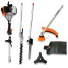 4 in 1 Multi-Functional Trimming Tool; 33CC 2-Cycle Garden Tool System with Gas Pole Saw; Hedge Trimmer; Grass Trimmer; and Brush Cutter EPA Compliant