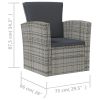 vidaXL 16 Piece Patio Lounge Set with Cushions Poly Rattan Gray