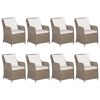 vidaXL 9 Piece Patio Dining Set Poly Rattan Brown