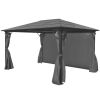 vidaXL Gazebo with Curtain Anthracite Aluminum 157.5" x 118.1"