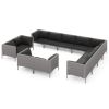 vidaXL 12 Piece Patio Lounge Set with Cushions Poly Rattan Dark Gray