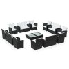 vidaXL 16 Piece Patio Lounge Set with Cushions Poly Rattan Black