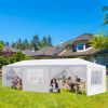 10'x30' Outdoor Party Tent with 8 Removable Sidewalls; Waterproof Canopy Patio Wedding Gazebo; White