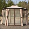 11.8 Ft. W x 11.8 Ft. D Patio Outdoor Gazebo; Double Roof Soft Canopy Garden Backyard Gazebo with Mosquito Netting Suitable for Lawn; Garden; Backyard