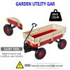 Outdoor Wagon All Terrain Pulling w/Wood Railing Air Tires Children Kid Garden