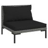 vidaXL 12 Piece Patio Lounge Set with Cushions Poly Rattan Dark Gray