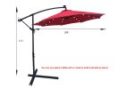 10 ft Outdoor Patio Umbrella Solar Powered LED Lighted 8 Ribs Umbrella with Crank and Cross Base for Garden Outside Deck Swimming Pool