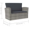 vidaXL 16 Piece Patio Lounge Set with Cushions Poly Rattan Gray