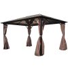 vidaXL Gazebo with Curtain Brown Aluminum 157.5"x118.1"