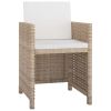 vidaXL 13 Piece Patio Dining Set with Cushions Poly Rattan Beige