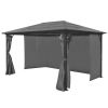 vidaXL Gazebo with Curtain Anthracite Aluminum 157.5" x 118.1"