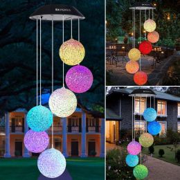 Yard Decor Lights; Solar Butterfly Chimes; 2023 Gifts for Mom/Dad/Women/Grandma/Wife/Daughter/Sister/Aunt/Nana/Grandfather/ ; Father Birthday Gifts; M (Color: Crystal ball)