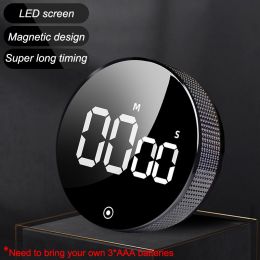 Magnetic Kitchen Timer Rotary Digital Timer Manual Countdown Alarm Clock Mechanical Cooking Timer Cooking Shower Study Stopwatch (Color: Upgrade black, Ships From: China)