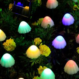 LED Solar Lights Outdoor Garden Waterproof Mushroom String Lawn Lamps Cute Fairy Light Landscape Lamp Path Yard Lawn Patio Decor (Emitting Color: Multi color, Wattage: 5M 20LEDs)