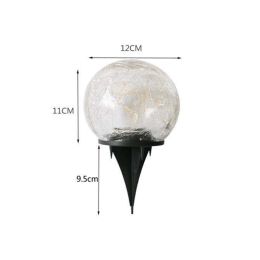 Solar Garden Light Cracked Glass Ball Lamps Outdoor Solar Courtyard Lights Waterproof Solar Lamp Balcony Yard Villa Street Decor (Emitting Color: Medium, Ships From: China)