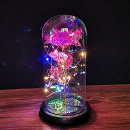 2023 LED Enchanted Galaxy Rose Eternal Rose Forever Rose In Glass Valentines Day Gift for Girlfriend Christmas Wedding Birthday (Color: Colorful Light3, Ships From: CN)