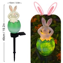 Cute Solar Garden Lights Easter Rabbit Solar LED Lights Waterproof Resin Landscape Lamp Outdoor Solar Lights Party Pathway Yard (Emitting Color: LLA0012112-B, Ships From: CN)