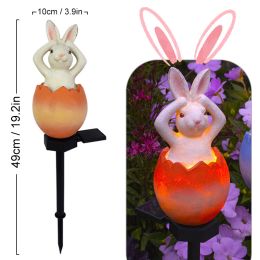 Cute Solar Garden Lights Easter Rabbit Solar LED Lights Waterproof Resin Landscape Lamp Outdoor Solar Lights Party Pathway Yard (Emitting Color: LLA0012112-A, Ships From: CN)