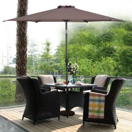 10 Feet Outdoor Patio Umbrella with Tilt Adjustment and Crank (Color: Brown)