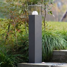 Metal Outdoor Bollard Lamp/Path Light (Color: DARK GREY)