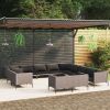 vidaXL 13 Piece Patio Lounge Set with Cushions Poly Rattan Dark Gray