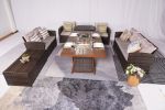 7 PCS  Patio Conversational Sofa Set With Gas Firepit And Ice Container Rectangle Dining Table And Storage Box