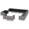 vidaXL 13 Piece Patio Lounge Set with Cushions Poly Rattan Dark Gray