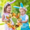 Glowing Easter Wreath Decor DIY Rattan Wreath Colorful Rabbit Bunny Eggs Happy Easter Party Decoration For Home Party Supplies